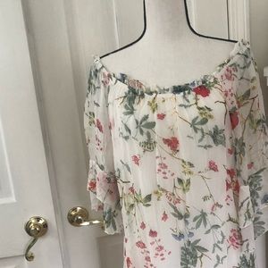 Floral, off-the-shoulder blouse